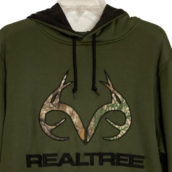 Realtree Green Camo Antlers Hunting Hoodie Sweatshirt Size Large - Picture 2 of 6
